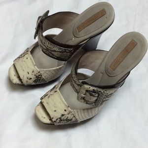 Snakeskin platform wedge sandals